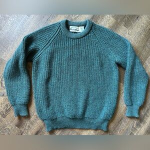 Aran Crafts Ireland Teal Wool Crew Neck Sweater Mens Medium